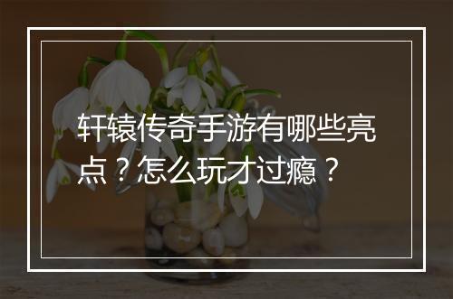 轩辕传奇手游有哪些亮点?怎么玩才过瘾?