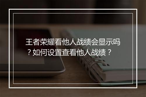 王者荣耀看他人战绩会显示吗?如何设置查看他人战绩?