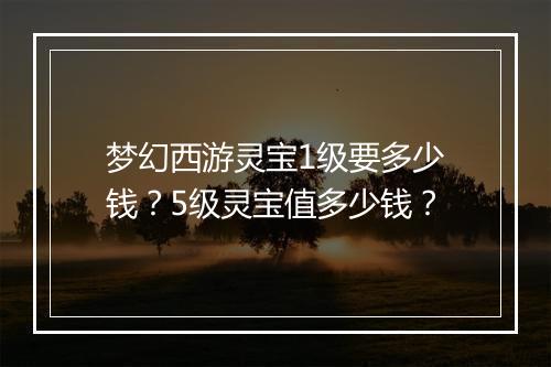 梦幻西游灵宝1级要多少钱?5级灵宝值多少钱?