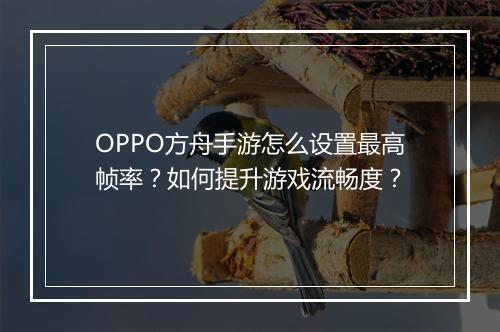 OPPO方舟手游怎么设置最高帧率？如何提升游戏流畅度？
