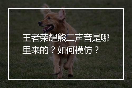 王者荣耀熊二声音是哪里来的?如何模仿?