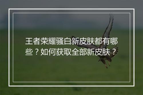 王者荣耀骚白新皮肤都有哪些？如何获取全部新皮肤？