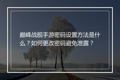巅峰战舰手游密码设置方法是什么?如何更改密码避免泄露?