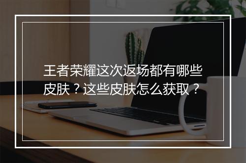 王者荣耀这次返场都有哪些皮肤?这些皮肤怎么获取?