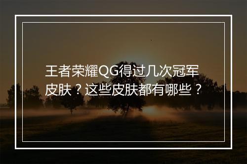 王者荣耀QG得过几次冠军皮肤?这些皮肤都有哪些?