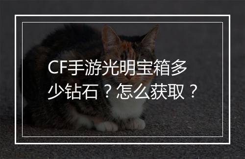 CF手游光明宝箱多少钻石?怎么获取?