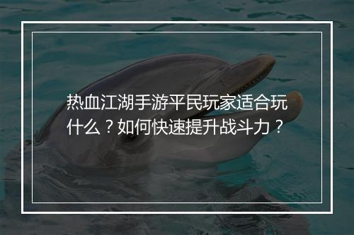 热血江湖手游平民玩家适合玩什么？如何快速提升战斗力？