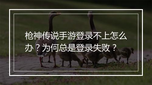 枪神传说手游登录不上怎么办?为何总是登录失败?