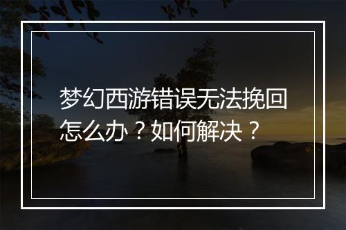 梦幻西游错误无法挽回怎么办?如何解决?