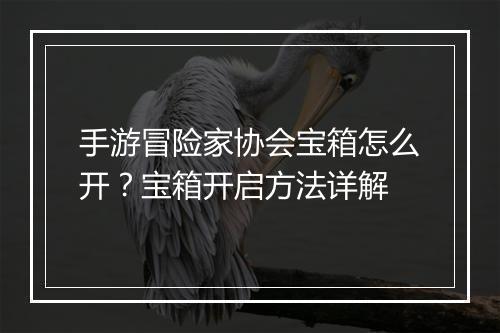 手游冒险家协会宝箱怎么开?宝箱开启方法详解