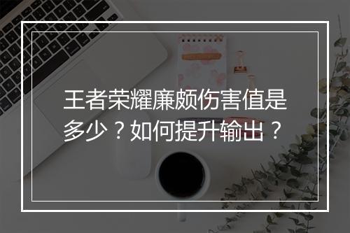 王者荣耀廉颇伤害值是多少？如何提升输出？