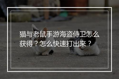 猫与老鼠手游海盗侍卫怎么获得?怎么快速打出来?