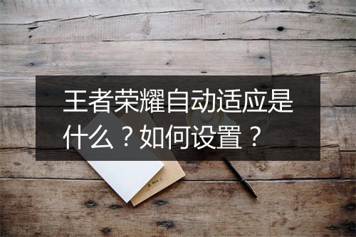 王者荣耀自动适应是什么？如何设置？
