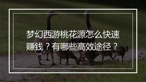 梦幻西游桃花源怎么快速赚钱?有哪些高效途径?