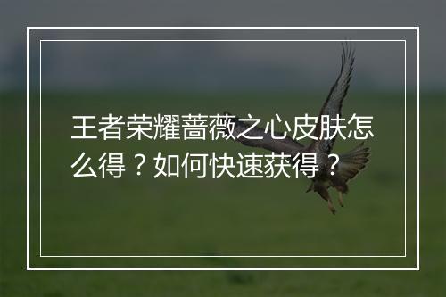 王者荣耀蔷薇之心皮肤怎么得?如何快速获得?