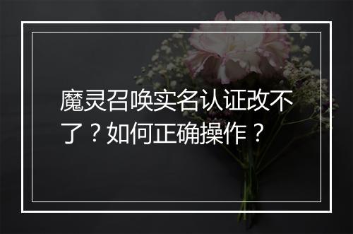魔灵召唤实名认证改不了?如何正确操作?