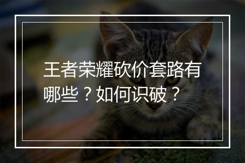 王者荣耀砍价套路有哪些？如何识破？