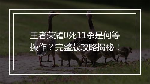 王者荣耀0死11杀是何等操作?完整版攻略揭秘!