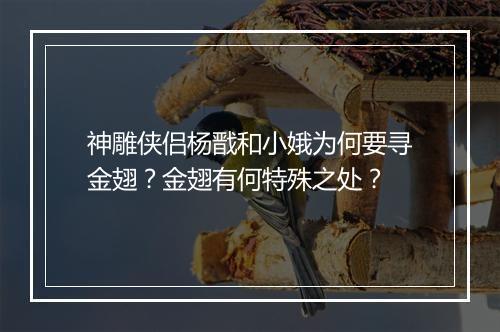 神雕侠侣杨戬和小娥为何要寻金翅?金翅有何特殊之处?