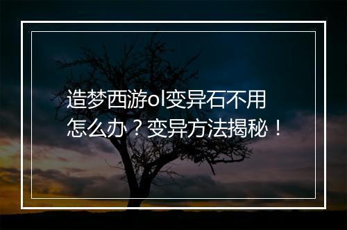 造梦西游ol变异石不用怎么办？变异方法揭秘！