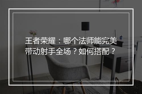 王者荣耀：哪个法师能完美带动射手全场？如何搭配？