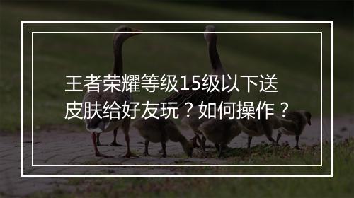 王者荣耀等级15级以下送皮肤给好友玩?如何操作?