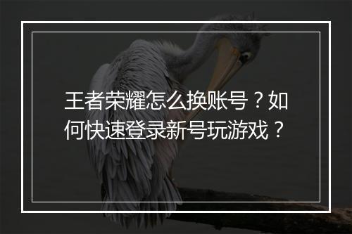 王者荣耀怎么换账号?如何快速登录新号玩游戏?