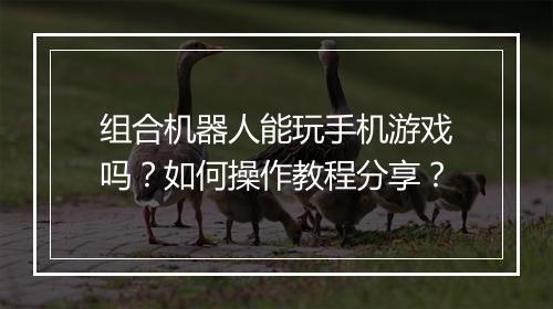 组合机器人能玩手机游戏吗?如何操作教程分享?