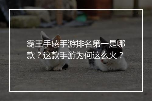 霸王手感手游排名第一是哪款?这款手游为何这么火?