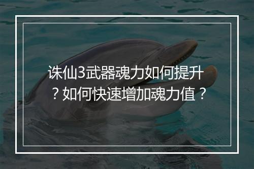 诛仙3武器魂力如何提升?如何快速增加魂力值?