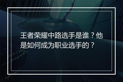 王者荣耀中路选手是谁?他是如何成为职业选手的?