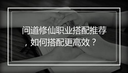 问道修仙职业搭配推荐，如何搭配更高效？