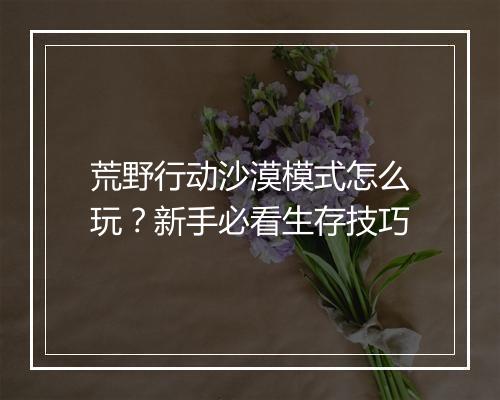 荒野行动沙漠模式怎么玩？新手必看生存技巧