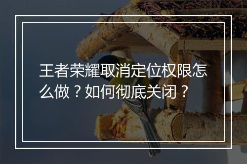 王者荣耀取消定位权限怎么做？如何彻底关闭？