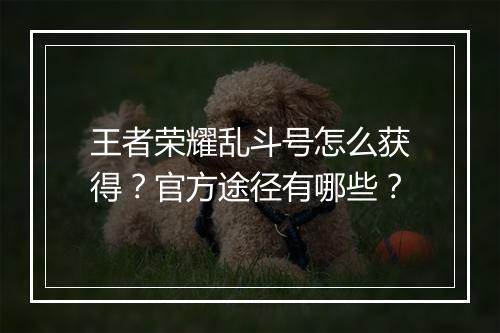 王者荣耀乱斗号怎么获得?官方途径有哪些?