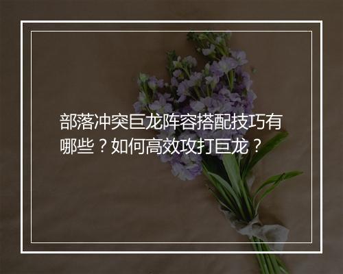 部落冲突巨龙阵容搭配技巧有哪些？如何高效攻打巨龙？