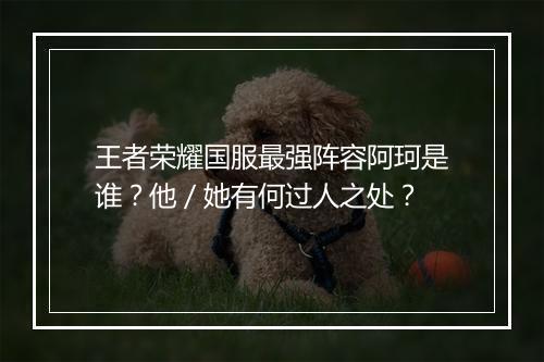 王者荣耀国服最强阵容阿珂是谁？他／她有何过人之处？