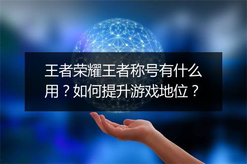 王者荣耀王者称号有什么用？如何提升游戏地位？