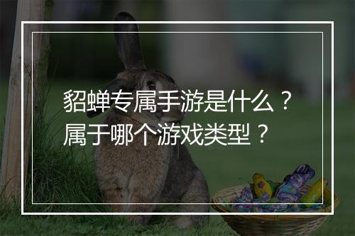 貂蝉专属手游是什么?属于哪个游戏类型?