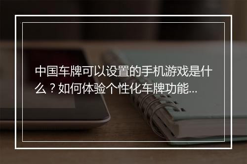 中国车牌可以设置的手机游戏是什么?如何体验个性化车牌功能?