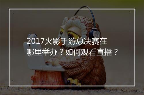 2017火影手游总决赛在哪里举办?如何观看直播?