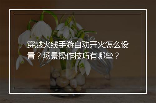 穿越火线手游自动开火怎么设置?场景操作技巧有哪些?