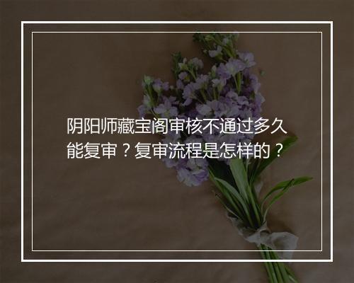 阴阳师藏宝阁审核不通过多久能复审？复审流程是怎样的？