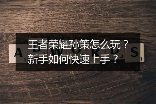 王者荣耀孙策怎么玩?新手如何快速上手?