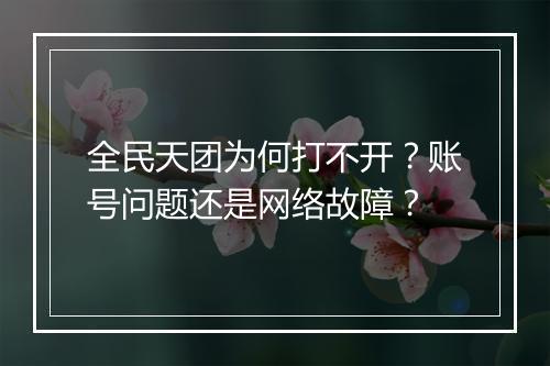 全民天团为何打不开?账号问题还是网络故障?