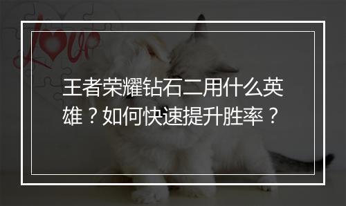 王者荣耀钻石二用什么英雄?如何快速提升胜率?