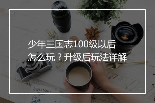 少年三国志100级以后怎么玩?升级后玩法详解