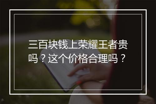 三百块钱上荣耀王者贵吗?这个价格合理吗?