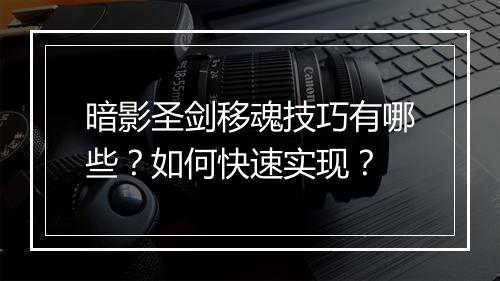 暗影圣剑移魂技巧有哪些?如何快速实现?