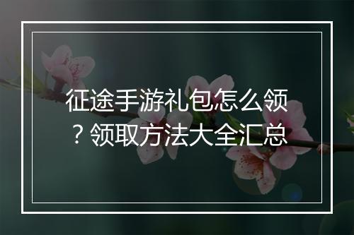 征途手游礼包怎么领?领取方法大全汇总